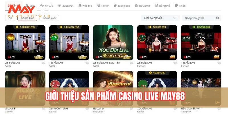 Giới thiệu sản phẩm casino may88 live
